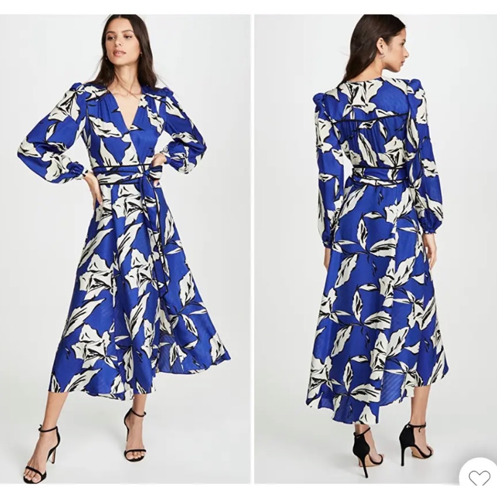 Veronica Beard Mclean Floral Silk Long Sleeve Maxi Dress Sz 0 NWT